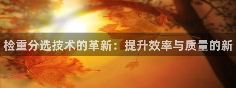 辉达娱乐己39444：检重分选技术的革新：提升效率与质量的新